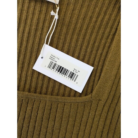 ULLA JOHNSON green Hadley gathered Ribbed Wool Top Yellow/ Green Khaki Medium - Picture 9 of 11